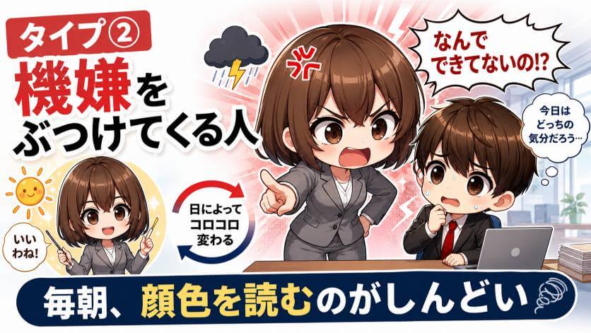 タイプ②機嫌や感情の起伏をぶつけてくる人