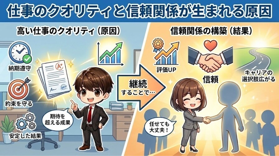 仕事のクオリティと信頼関係が生まれる原因
