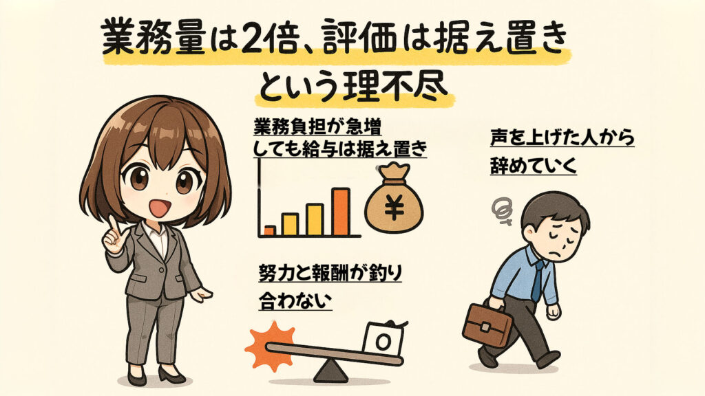業務量は2倍、評価は据え置きという理不尽
