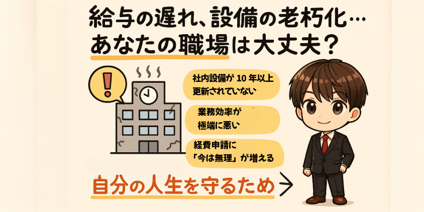 給与の遅れ、設備の老朽化…あなたの職場は大丈夫？