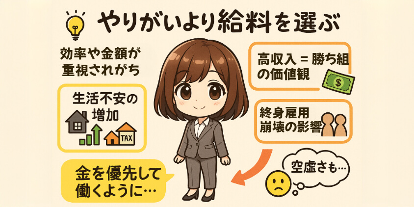 やりがいより給料を選ぶ人が増えた背景と関連性