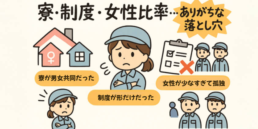 寮・制度・女性比率…ありがちな落とし穴