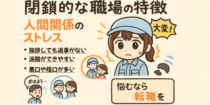 「人間関係が地味にきつい」閉鎖的な職場の特徴