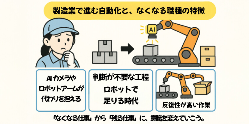 製造業で進む自動化と、なくなる職種の特徴