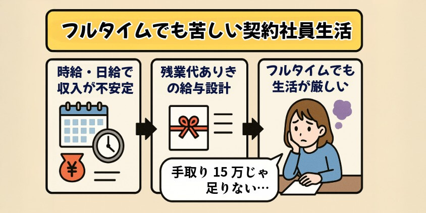 給料が少なくて生活が厳しくなりやすい