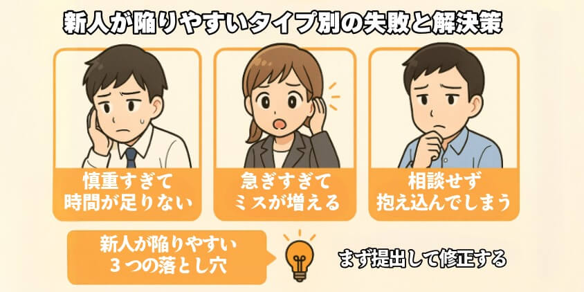 新人が陥りやすいタイプ別の失敗と解決策
