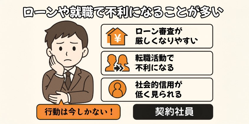 ローンや就職で不利になることが多い