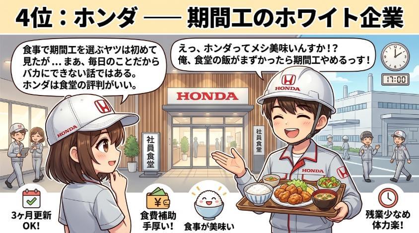 4位：ホンダ ── 期間工のホワイト企業