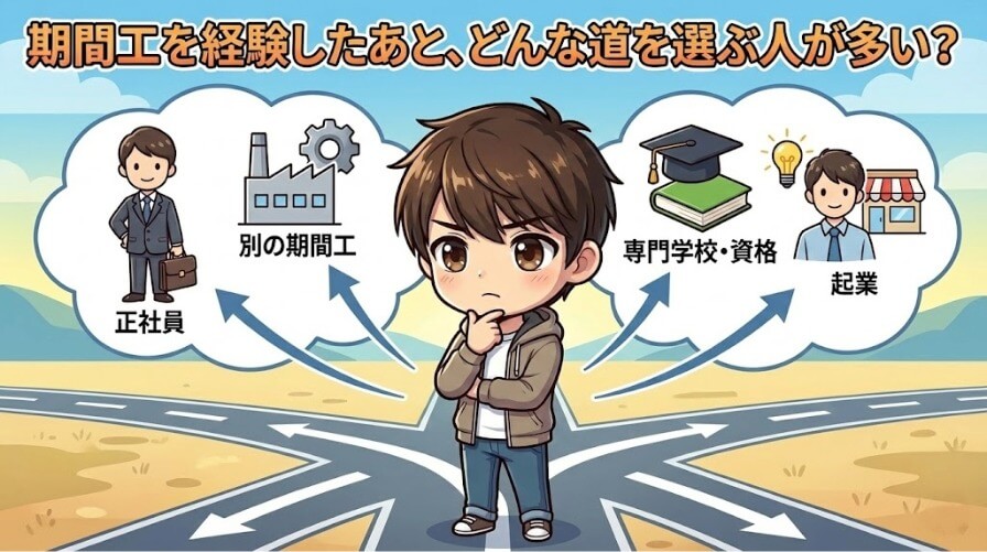 期間工を経験したあと、どんな道を選ぶ人が多い？