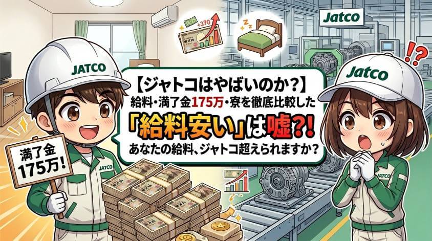 【ジャトコはやばいのか？】給料・満了金175万・寮を徹底比較した