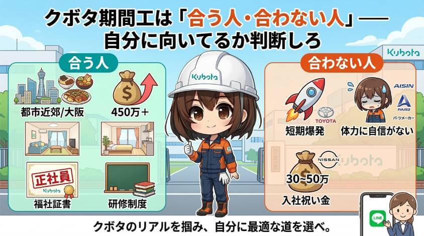クボタ期間工は「合う人・合わない人」―― 自分に向いてるか判断しろ