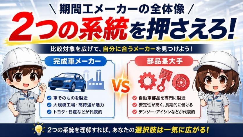期間工メーカーの全体像｜完成車メーカーと部品系大手をまとめて解説