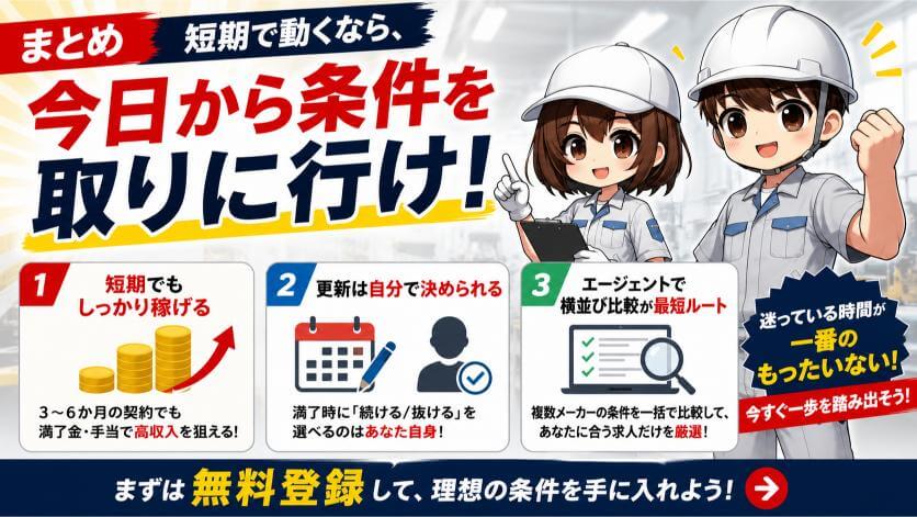 まとめ：短期で動くなら、今日から条件を取りに行け
