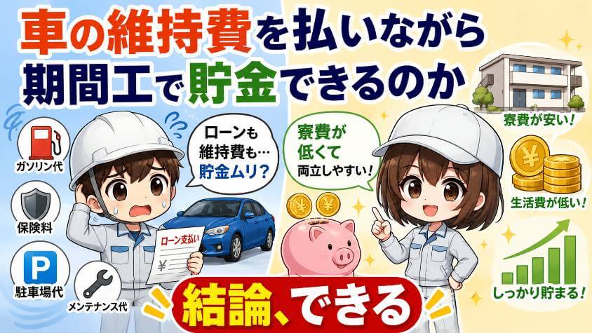車の維持費を払いながら期間工で貯金できるのか