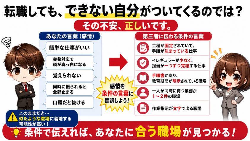 「転職しても、できない自分がついてくるだけでは」への答え