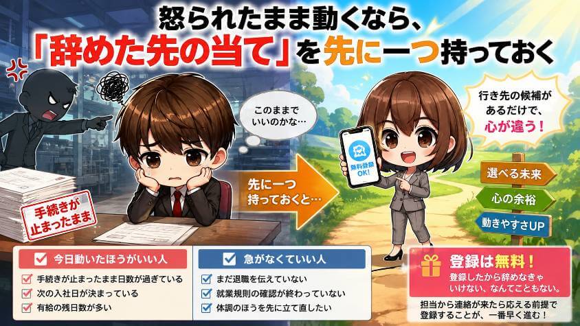 怒られたまま動くなら、「辞めた先の当て」を先に一つ持っておく